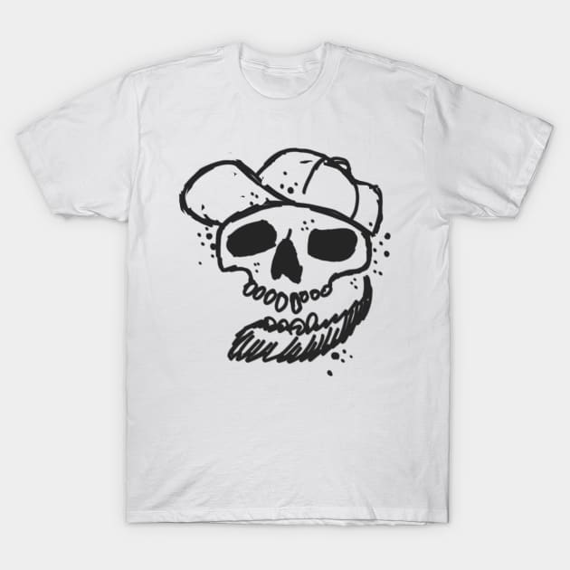 New School Skull With Beard And Ball Cap T-Shirt by ckandrus